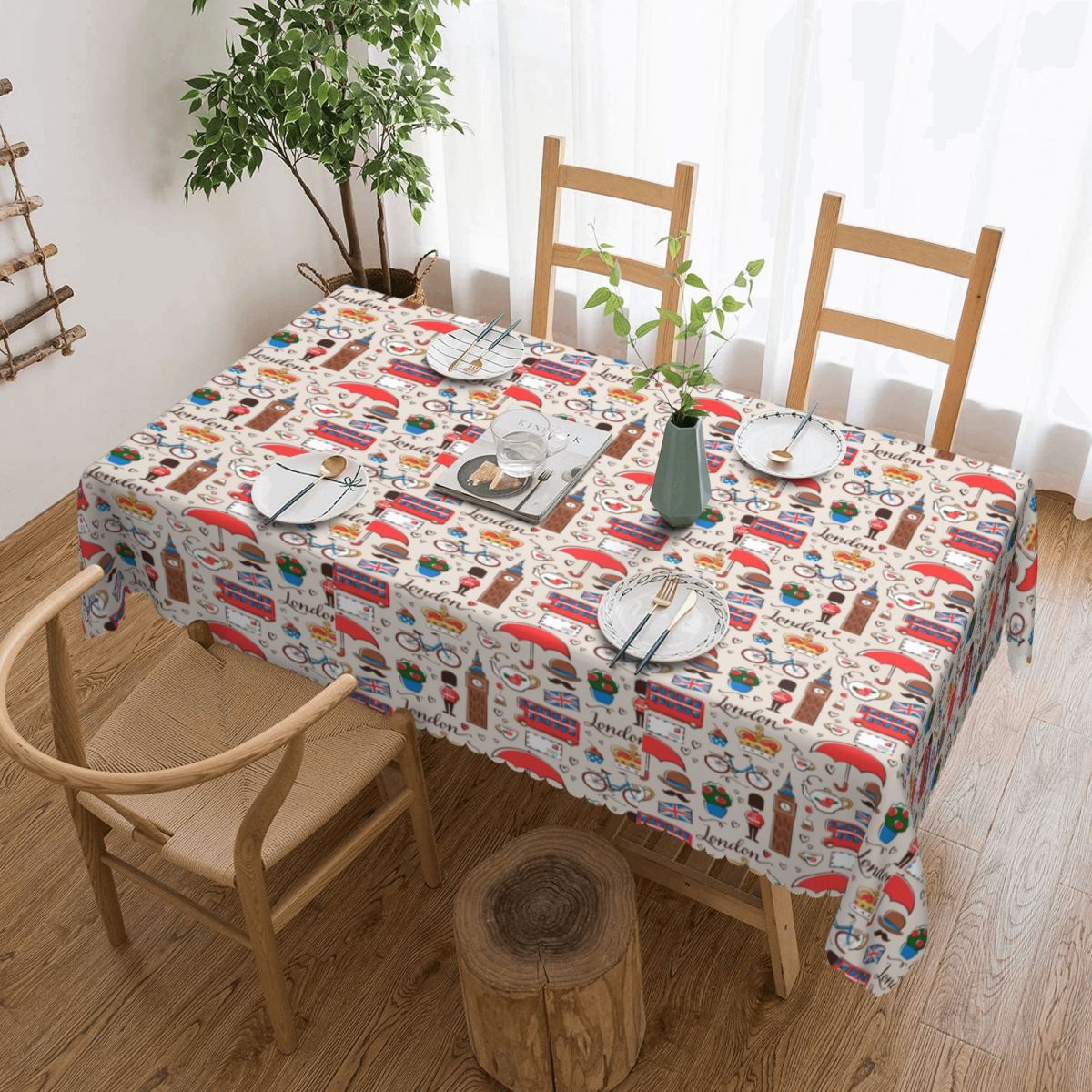 Home Textiles Uk - London Pattern Rectangular Tablecloth Waterproof Table