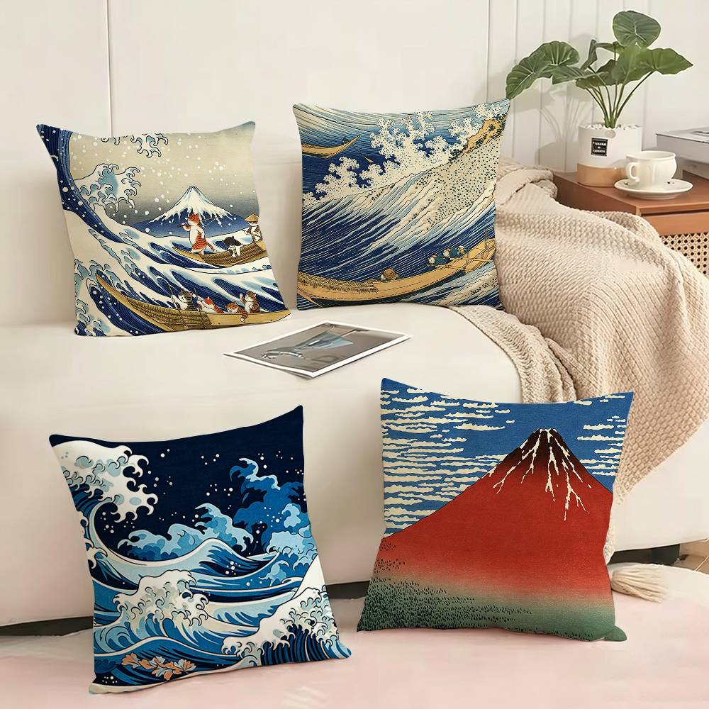 Home Art Textiles - Art Katsushika H-Hokusai Square Double-Sided printed