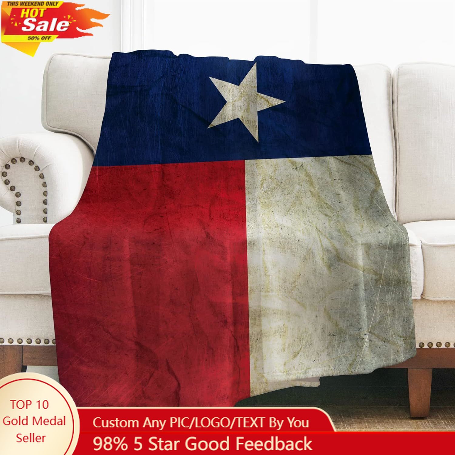 Levens Texas Flag Throw Blanke - đánh giá và giá Home Textiles Towel