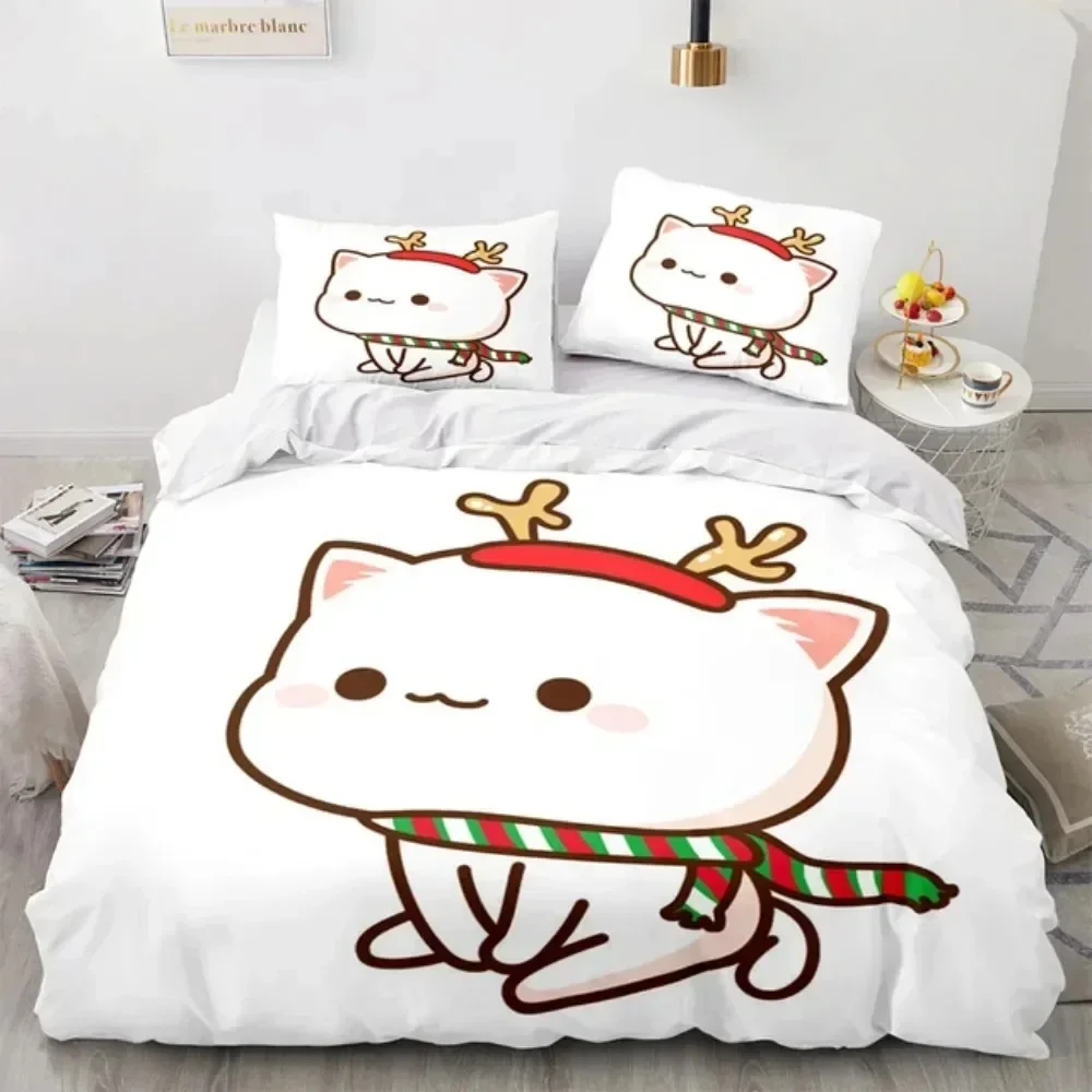3D Cartoon Lovely Peach Cat Pr - đánh giá và giá Linen Duvet Cover