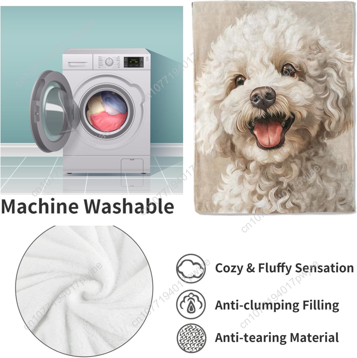 Joyful Poodle Portrait Blanket - đánh giá và giá Home Textiles Towel